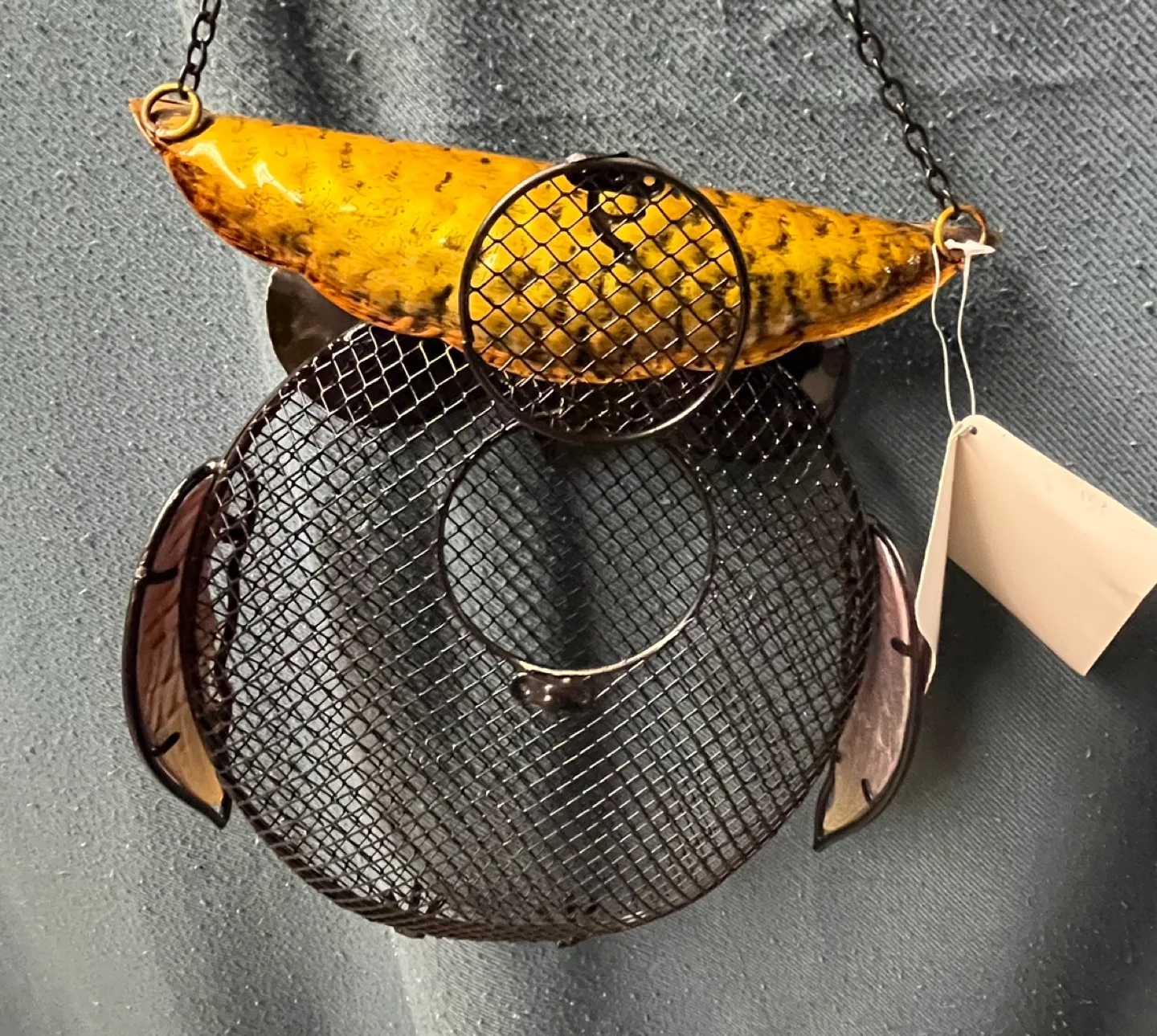 Metal and Glass Eyes Art Bird Feeder - Owl image indicator(4)