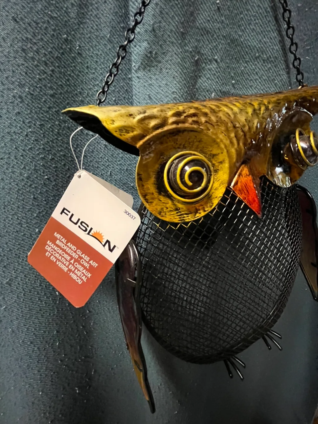 Metal and Glass Eyes Art Bird Feeder - Owl image indicator(2)