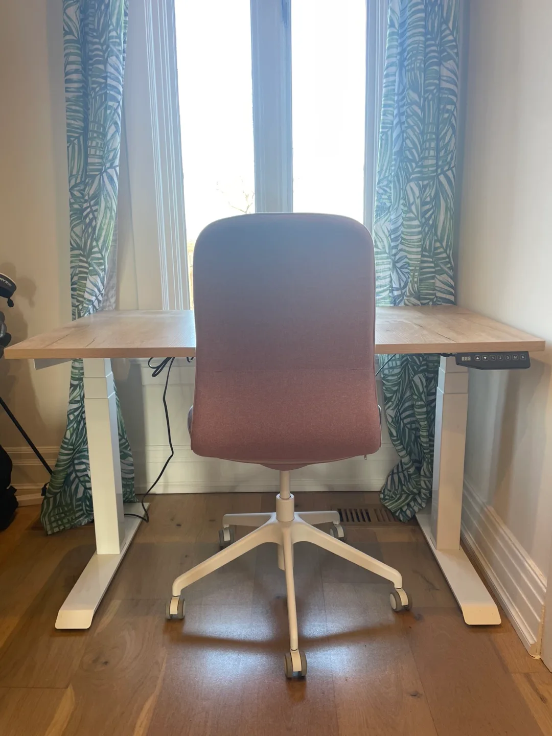 Pink Office Chair with White Base image indicator(2)