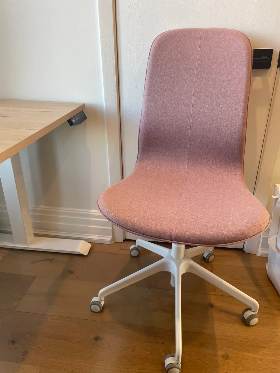 Pink Office Chair with White Base image indicator(4)