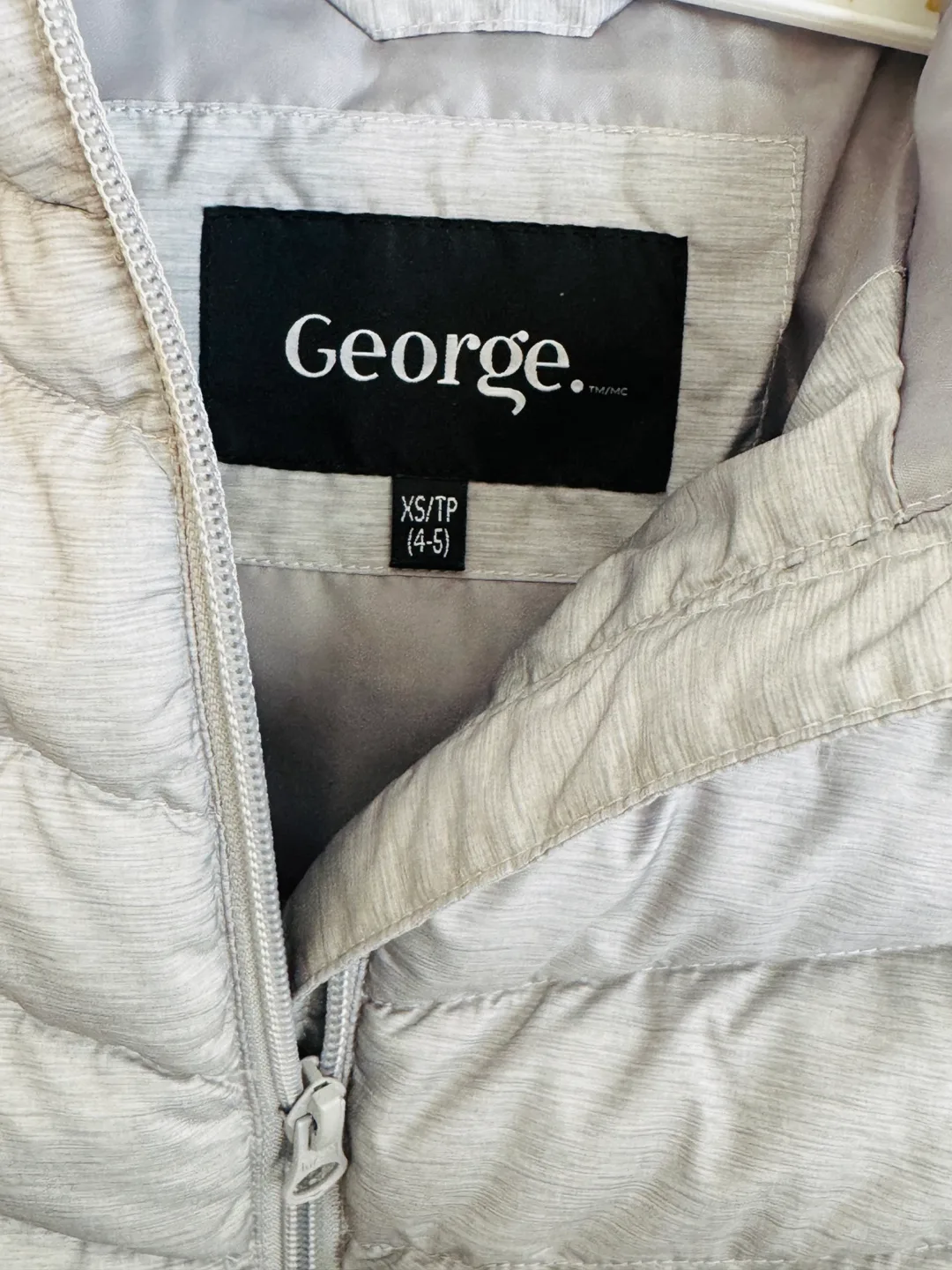 George Girls' Grey Puffer Jacket Size XS/TP (4-5) image indicator(3)