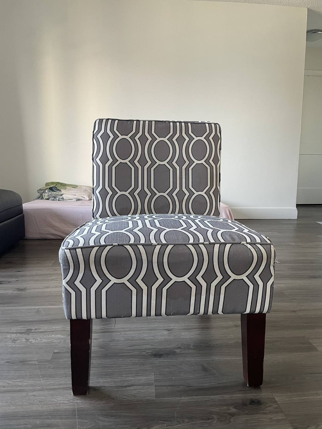 Grey and White Accent Chair