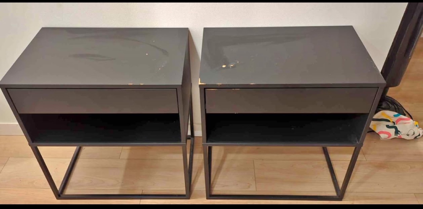 Pair of IKEA VIKHAMMER Black Nightstands