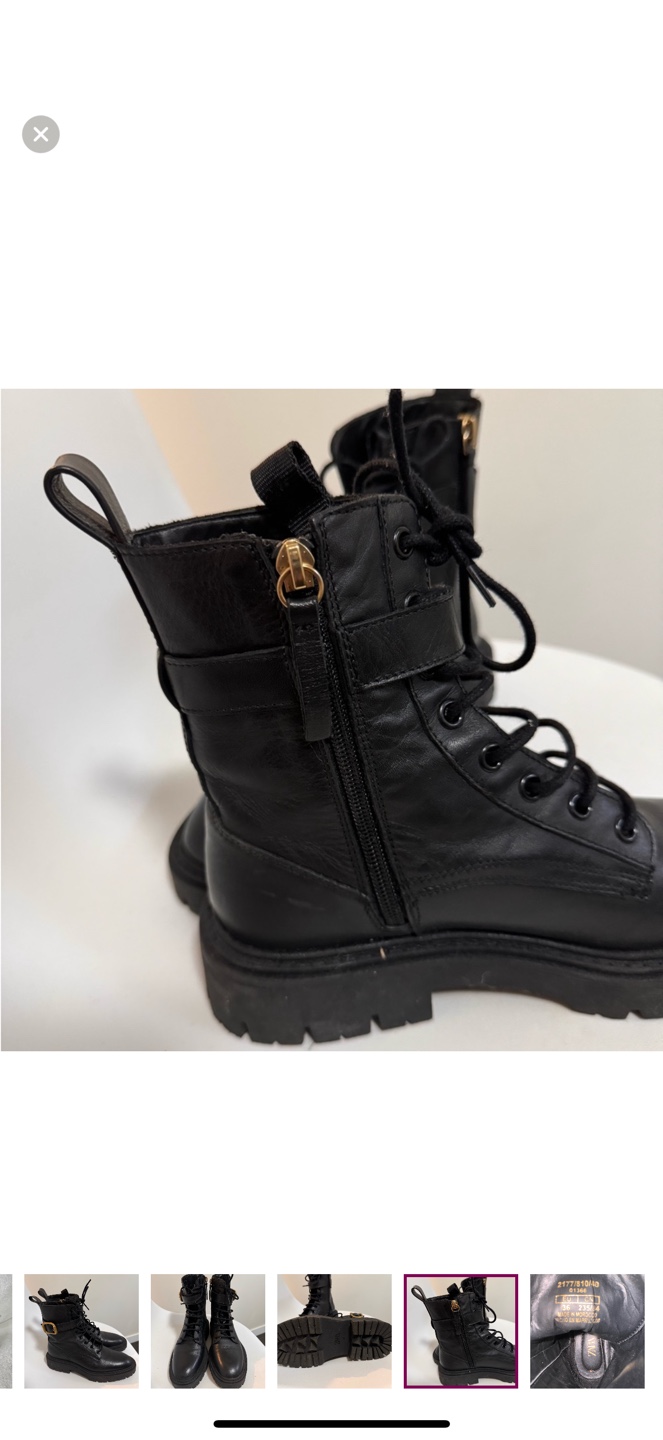 Black Leather Buckle Combat Boots - photo 5