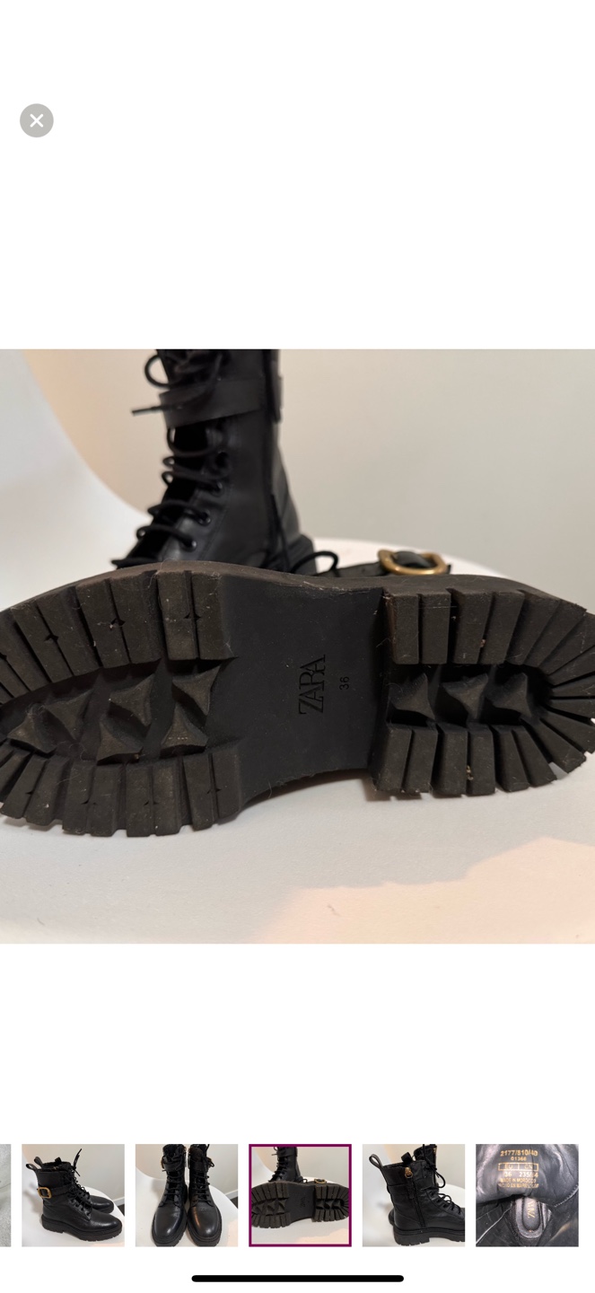 Black Leather Buckle Combat Boots - photo 4