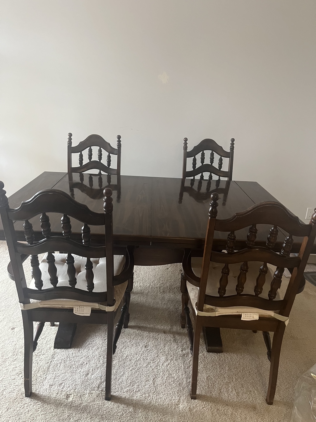 Dark brown dining table with four free chairs - photo 2