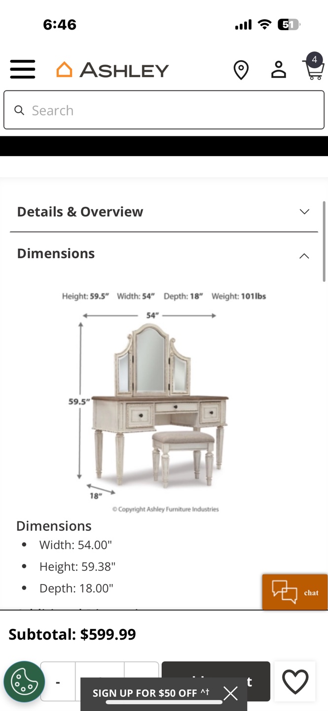 Vintage White Vanity Set with Tri-fold Mirror - photo 5