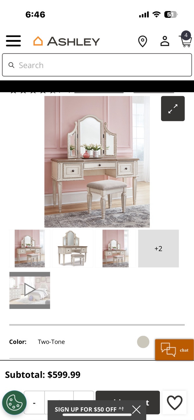 Vintage White Vanity Set with Tri-fold Mirror - photo 4