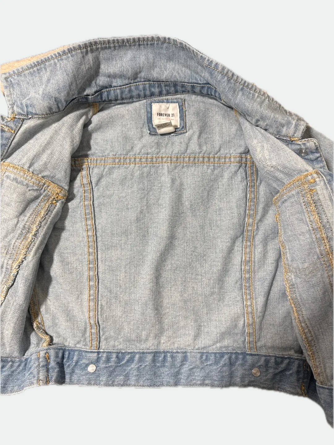 7-8 Girls Forever 21 Light Wash Denim Jacket image indicator(2)
