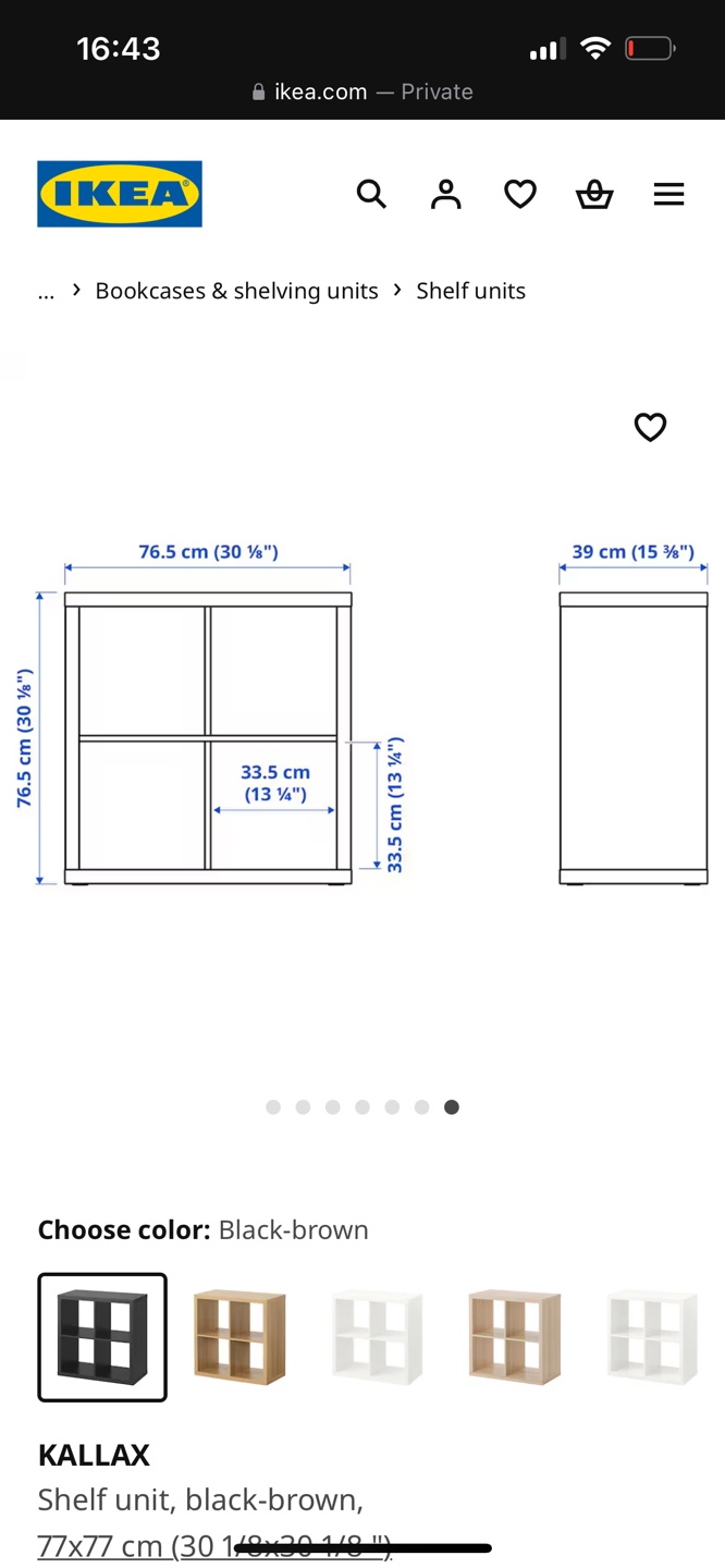 IKEA KALLAX 4x4 Shelving Unit - Black-Brown - photo 3