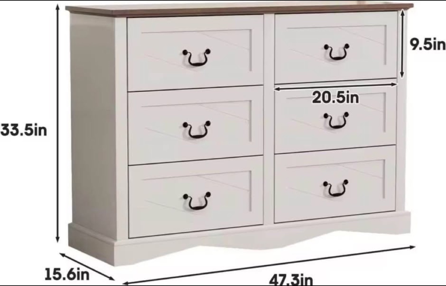 White Wooden 6-Drawer Dresser - New in its own box - photo 2