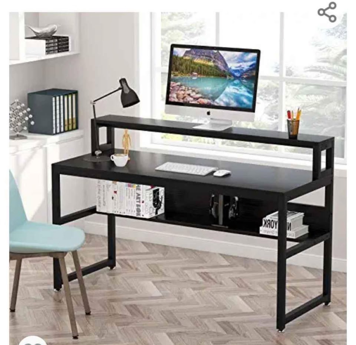 Black Computer Desk with Shelves - New in its own box