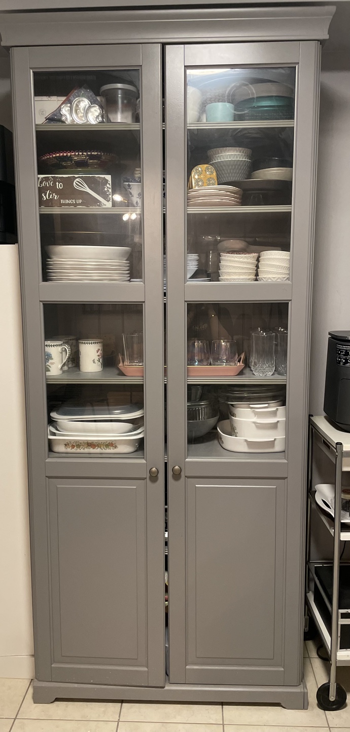 Grey Glass-front China Cabinet