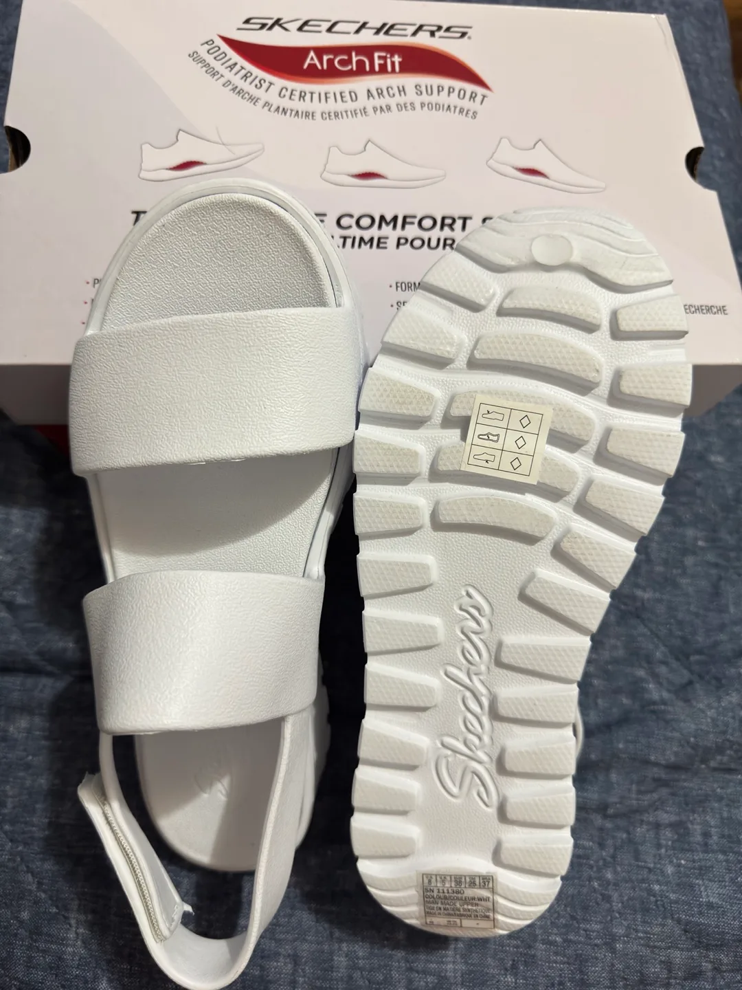 New Skechers ArchFit Foamies Breezy Sandals - Size 8 - White image indicator(2)