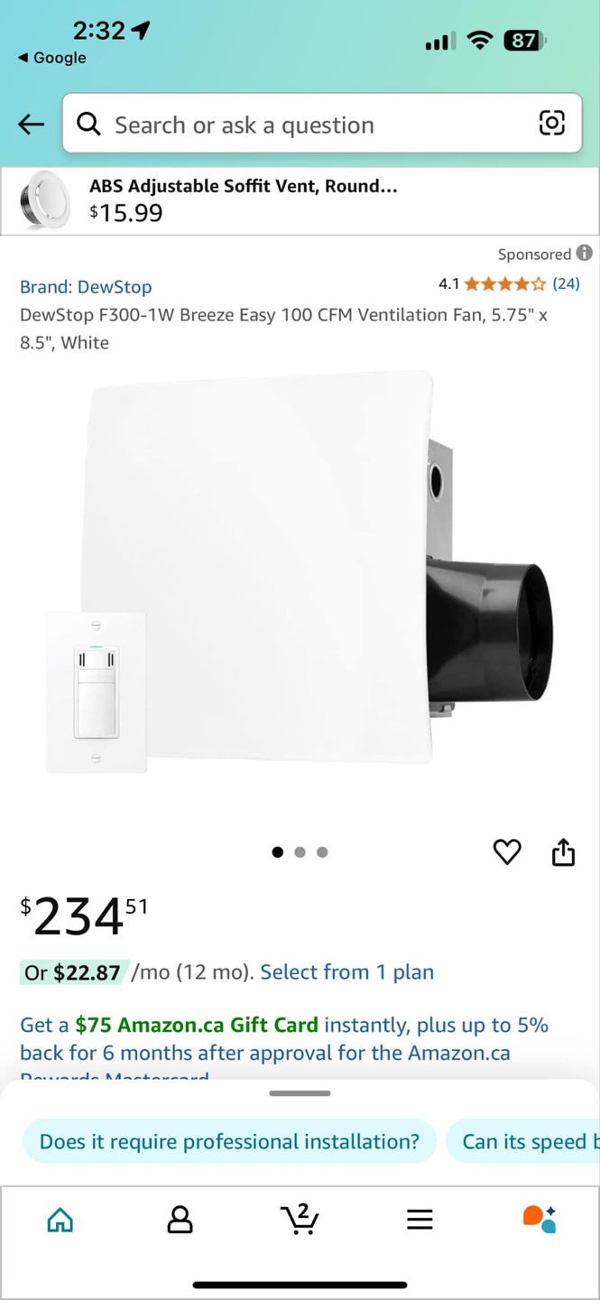 DewStop Exhaust Fan with Humidity Sensor - F300-1W - photo 3