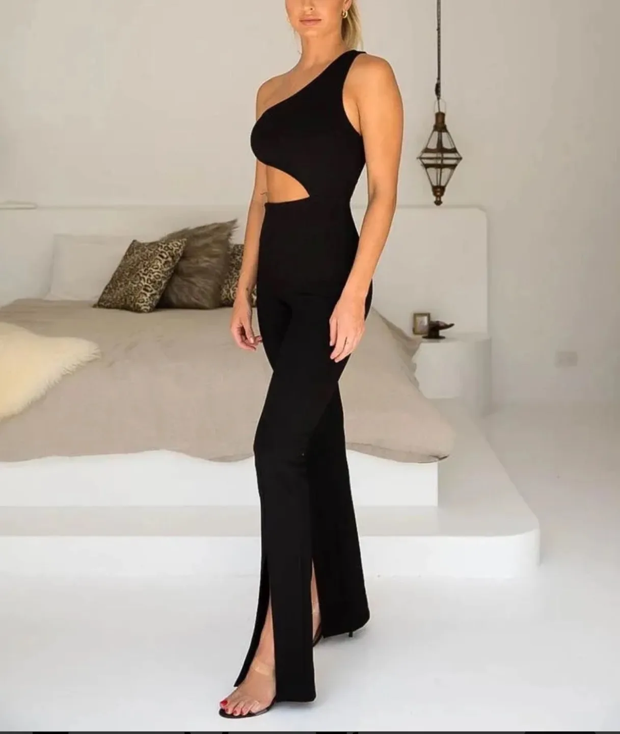 Tiger Mist | One-Shoulder Cut-Out Jumpsuit - M thumbnail
