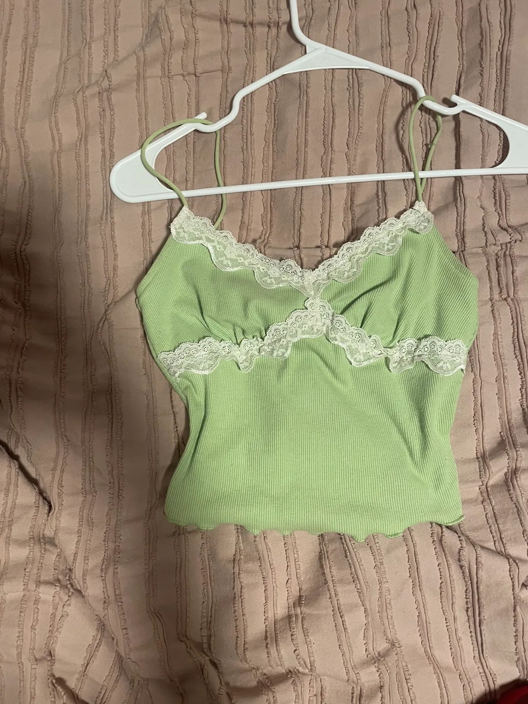 Green Lace Trim Cami Top thumbnail