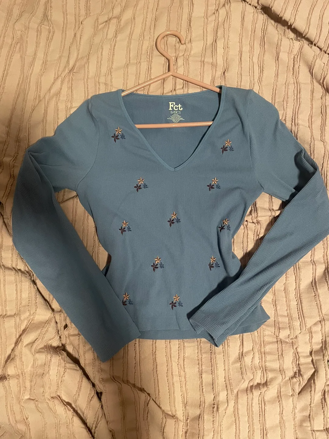 Fct Basics Dusty Blue Embroidered Long Sleeve Shirt thumbnail