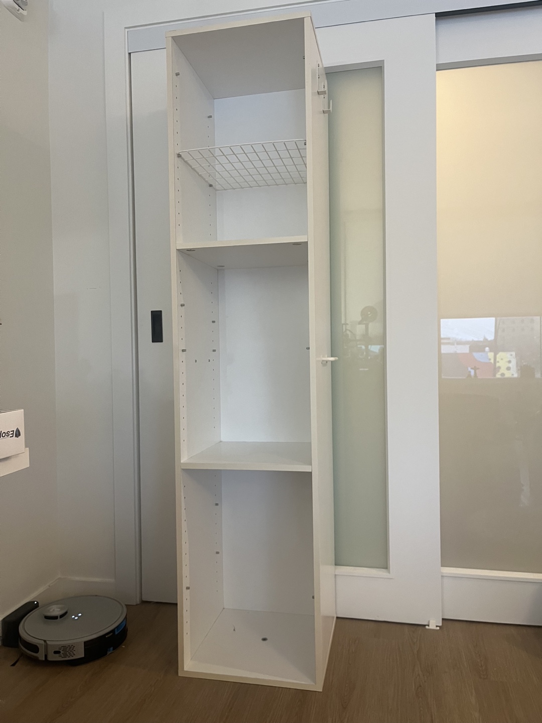 White Closet Organizer with Mirror