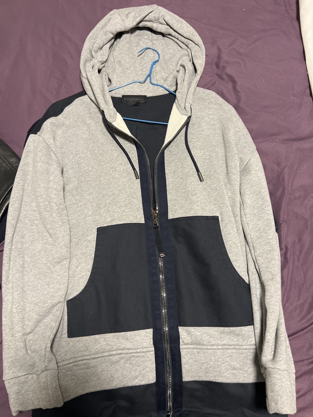 Diesel Black Gold Men's Grey and Black Zip-Up Hoodie