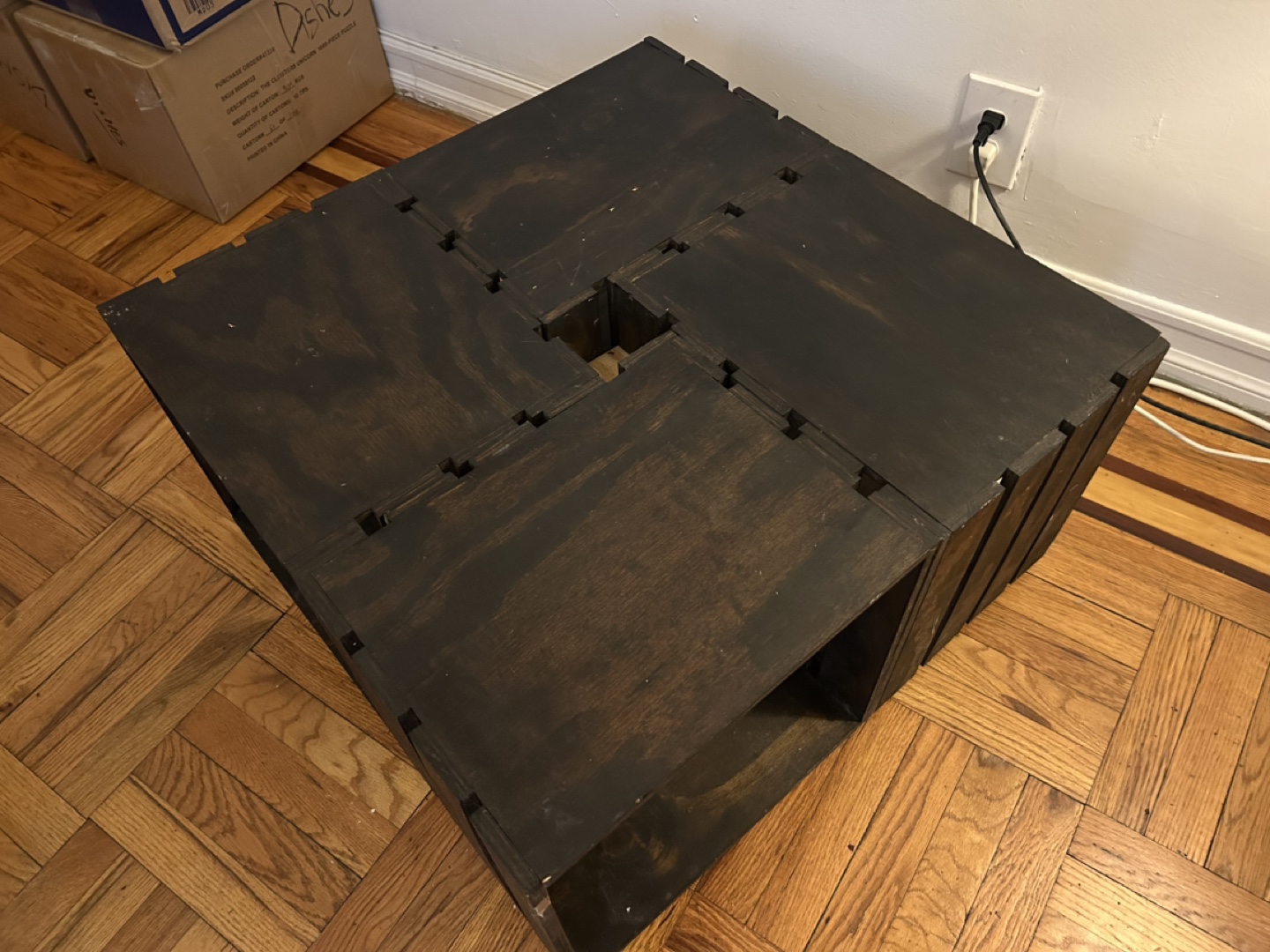Dark Wood Crate Coffee Table