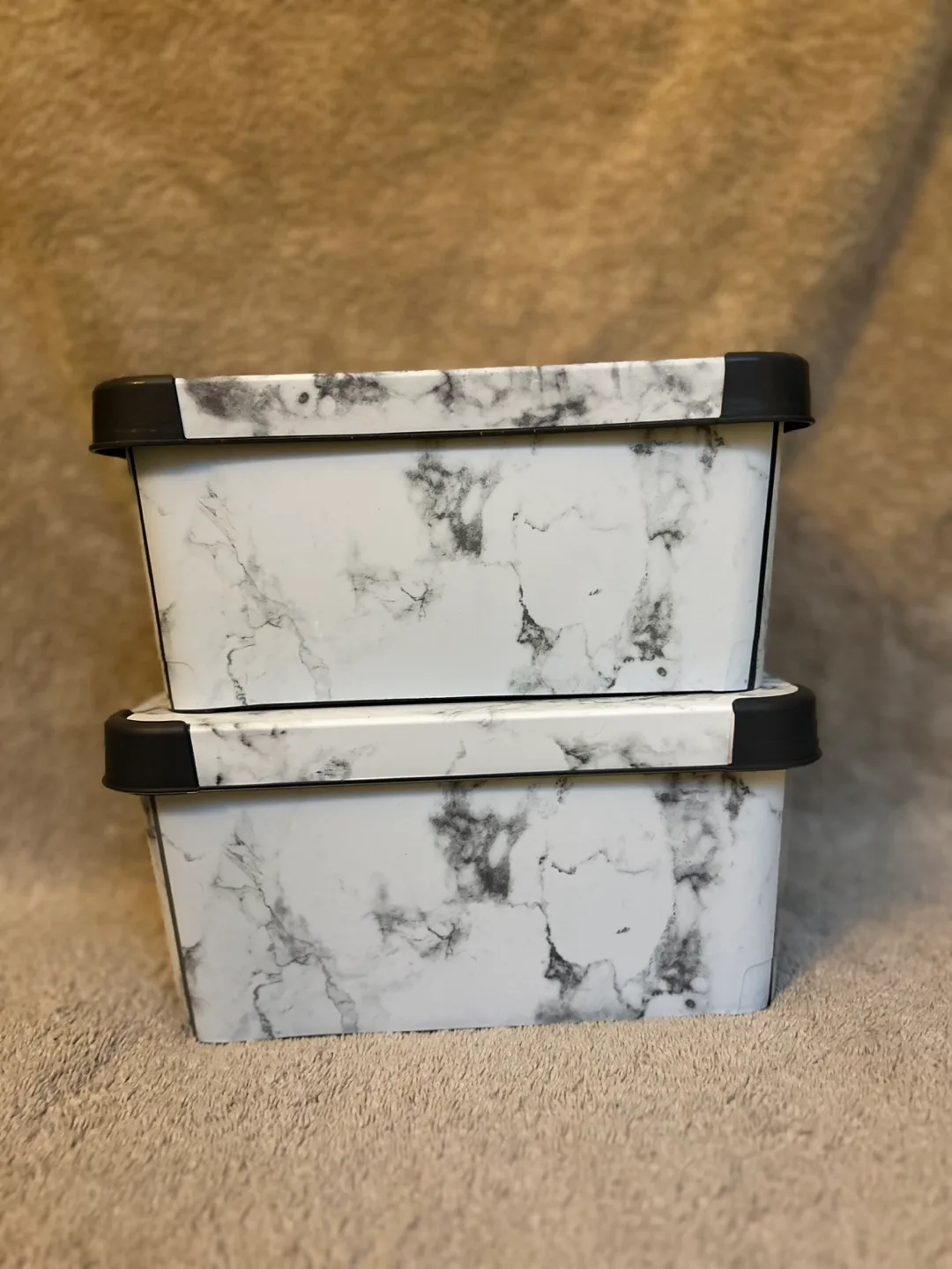 Set of Two Marble-Patterned Storage Boxes thumbnail
