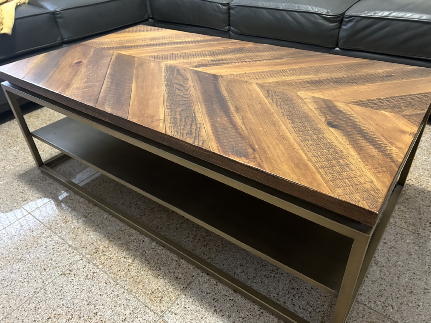 STRUCTUBE Acacia Wood Coffee Table with Metal Frame