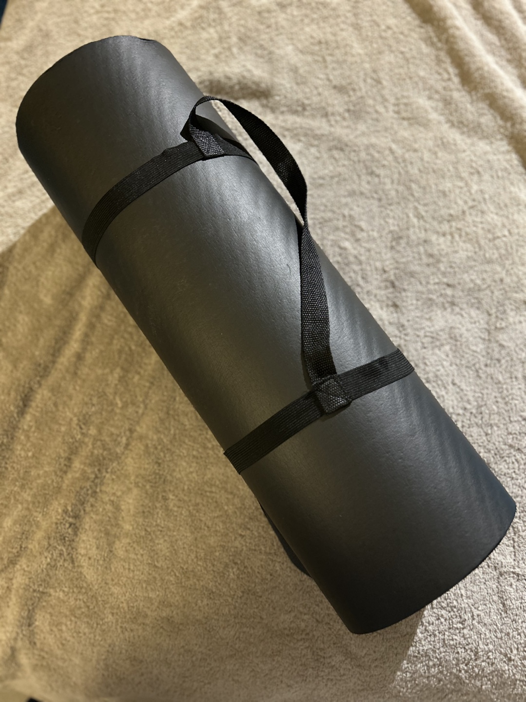 Black Exercise Mat with Carry Strap