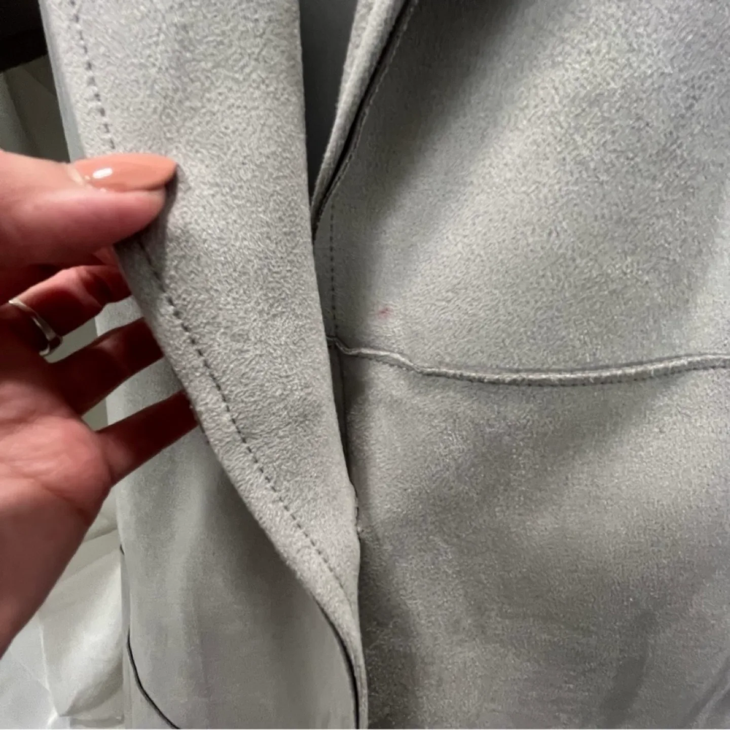 Grey Suede-like Longline Jacket image indicator(3)