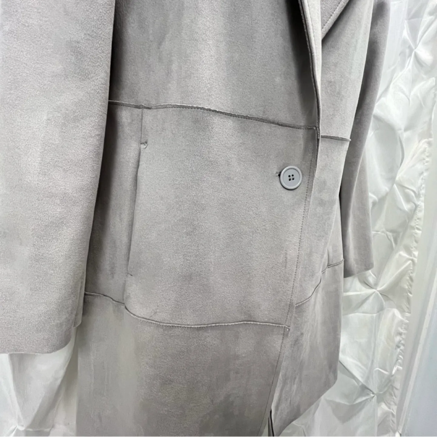 Grey Suede-like Longline Jacket image indicator(4)