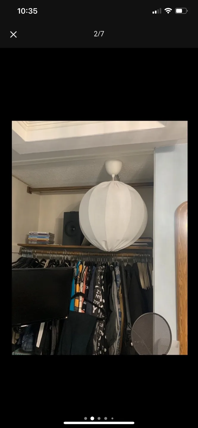 Designer White Fabric Light Fixture image indicator(6)