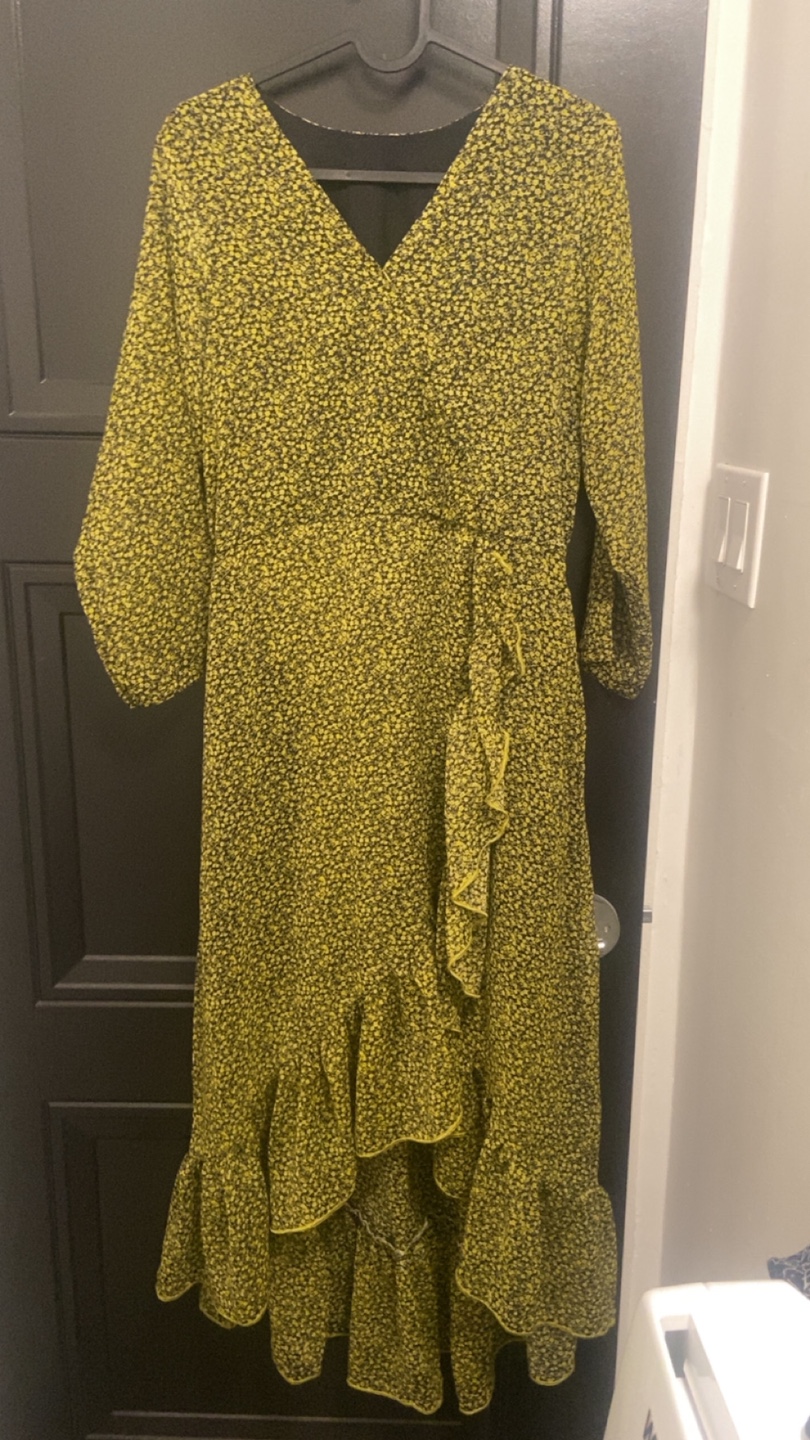 Lime green floral midi dress