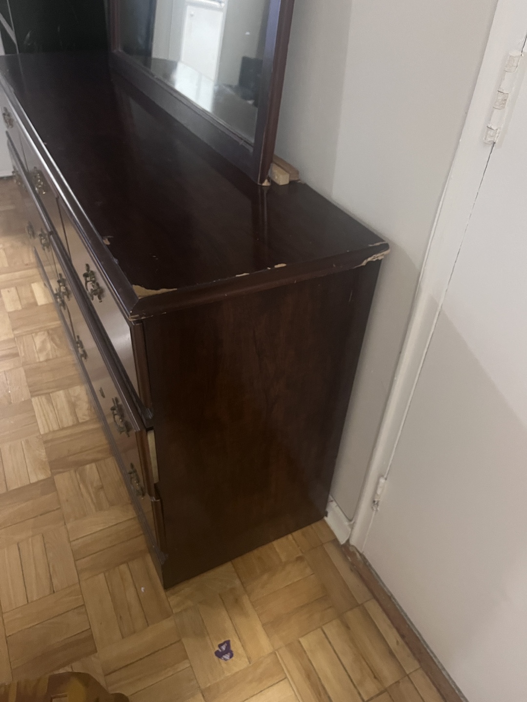 Dark brown wooden dresser with mirror - photo 3