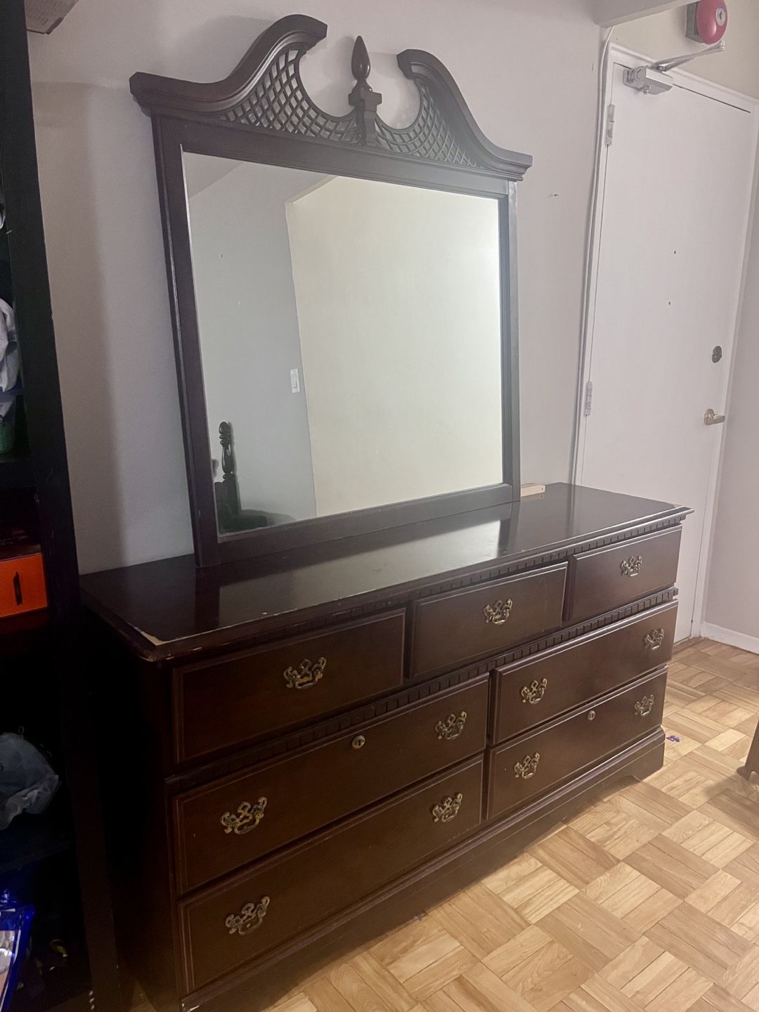Dark brown wooden dresser with mirror - photo 2