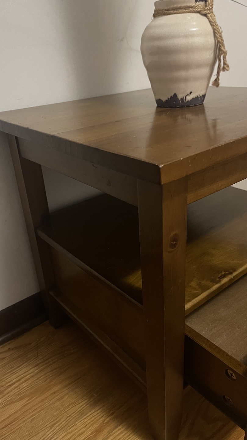 Dark Wood End Table with Drawer and Shelf check more pictures - photo 4
