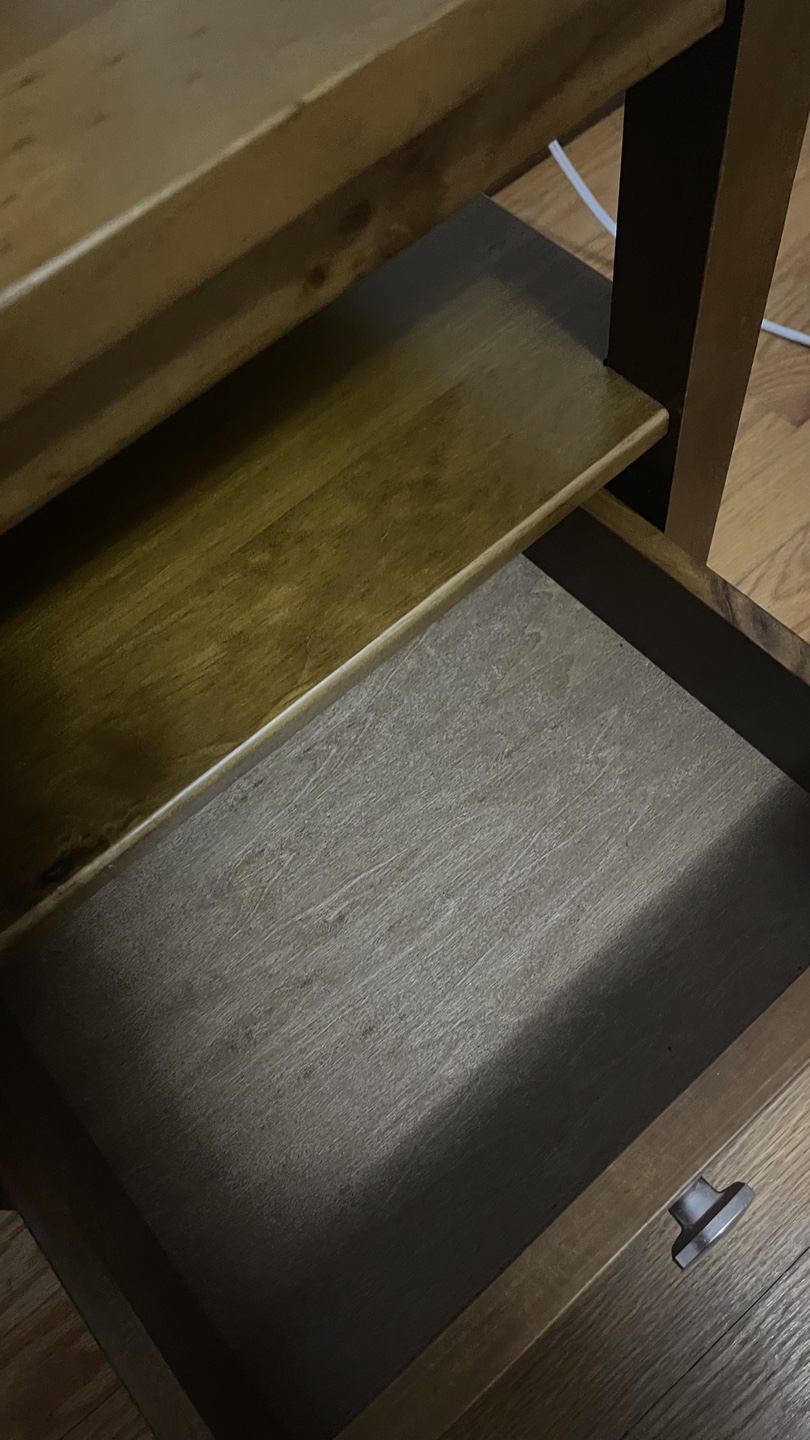 Dark Wood End Table with Drawer and Shelf check more pictures - photo 5