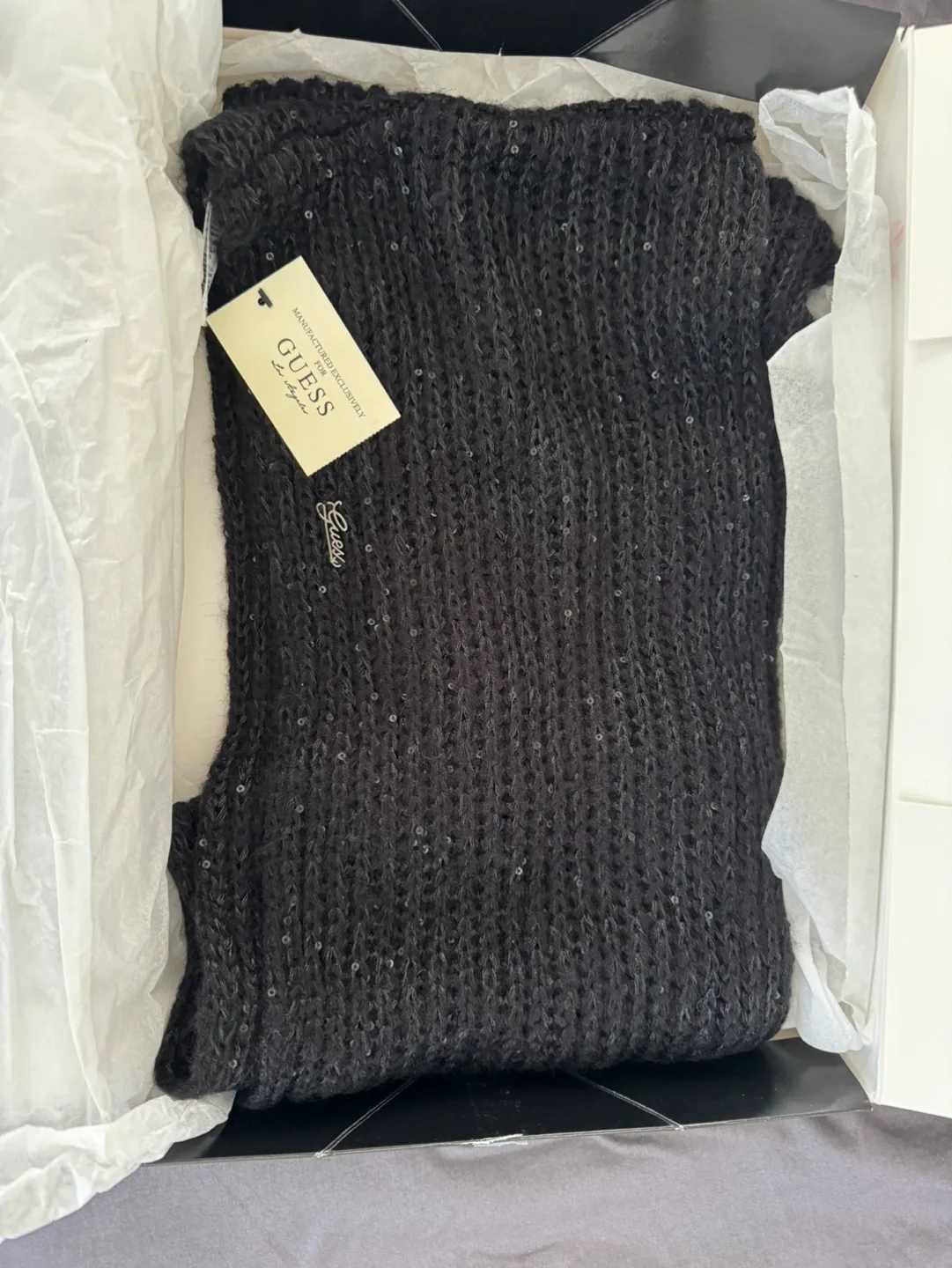 GUESS Black Sequined Infinity Scarf - One Size thumbnail