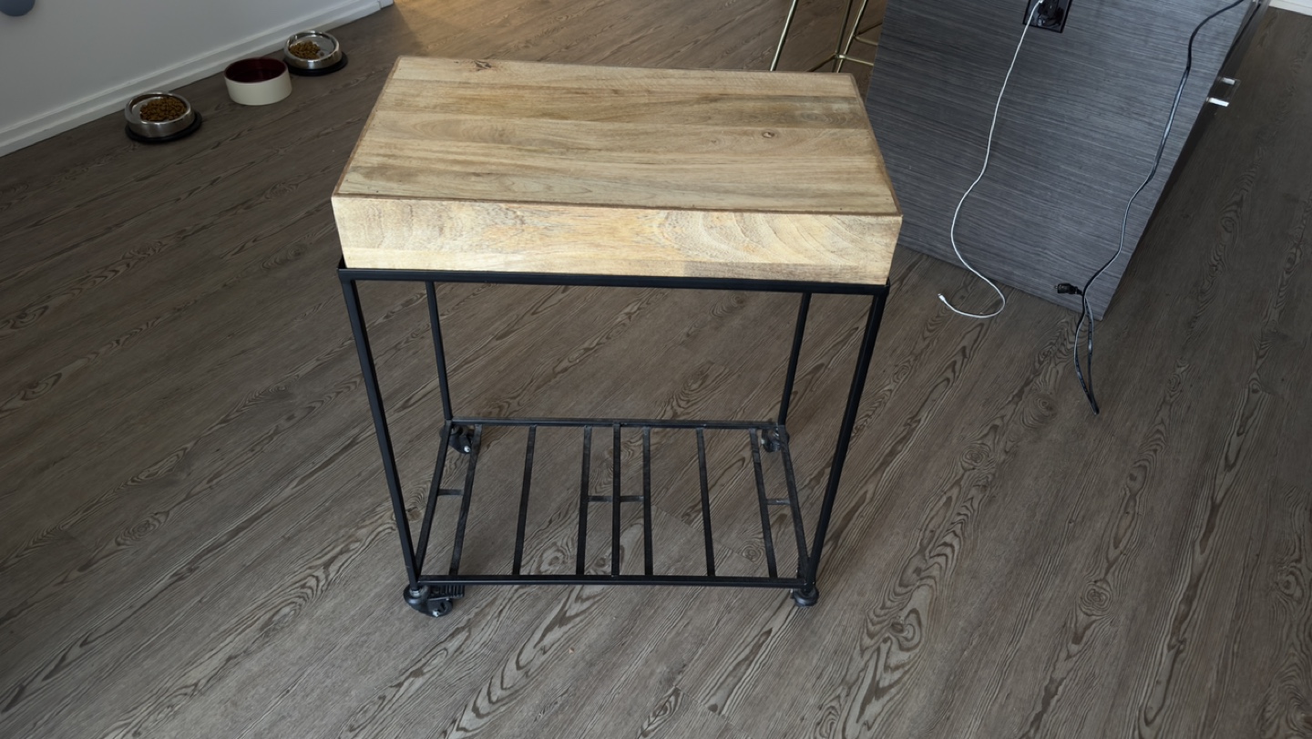 Wooden and Metal Rolling Cart