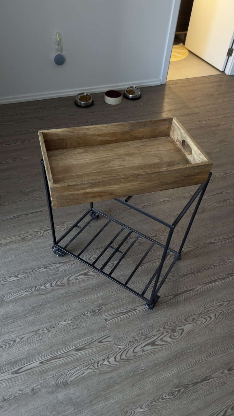 Wooden and Metal Rolling Cart - photo 2