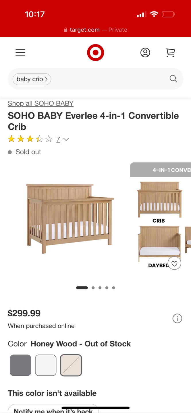 SOHO BABY Everlee 4-in-1 Convertible Crib - Honey Wood