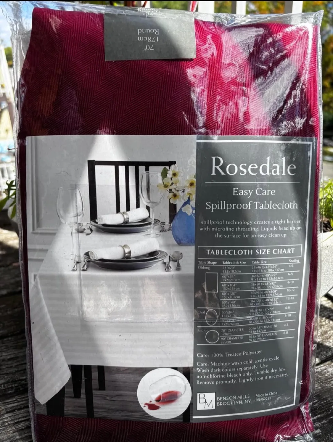 Cranberry Red Tablecloth, 70” Round image indicator(2)