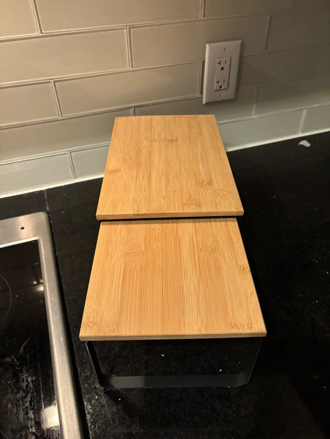 Set of Two Bamboo and Metal Storage Organizers image indicator(2)