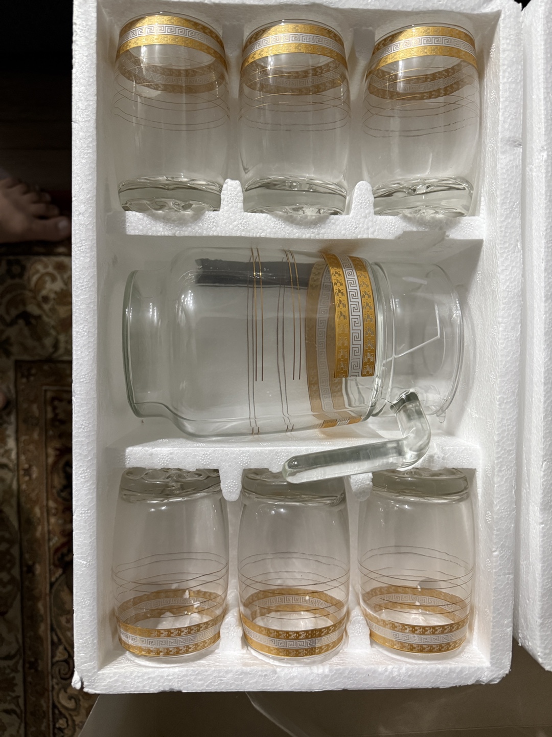 7-Piece Glass Pitcher and Tumbler Set with Gold Accents - photo 2