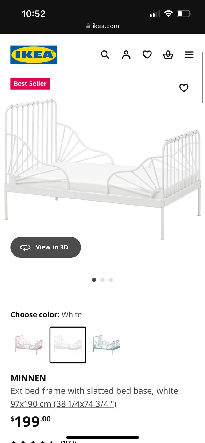 IKEA MINNEN White Metal Bed - photo 4