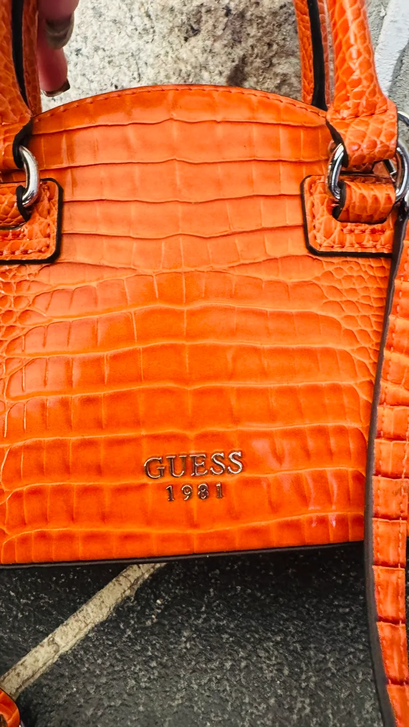 Orange Guess satchel handbag image indicator(3)