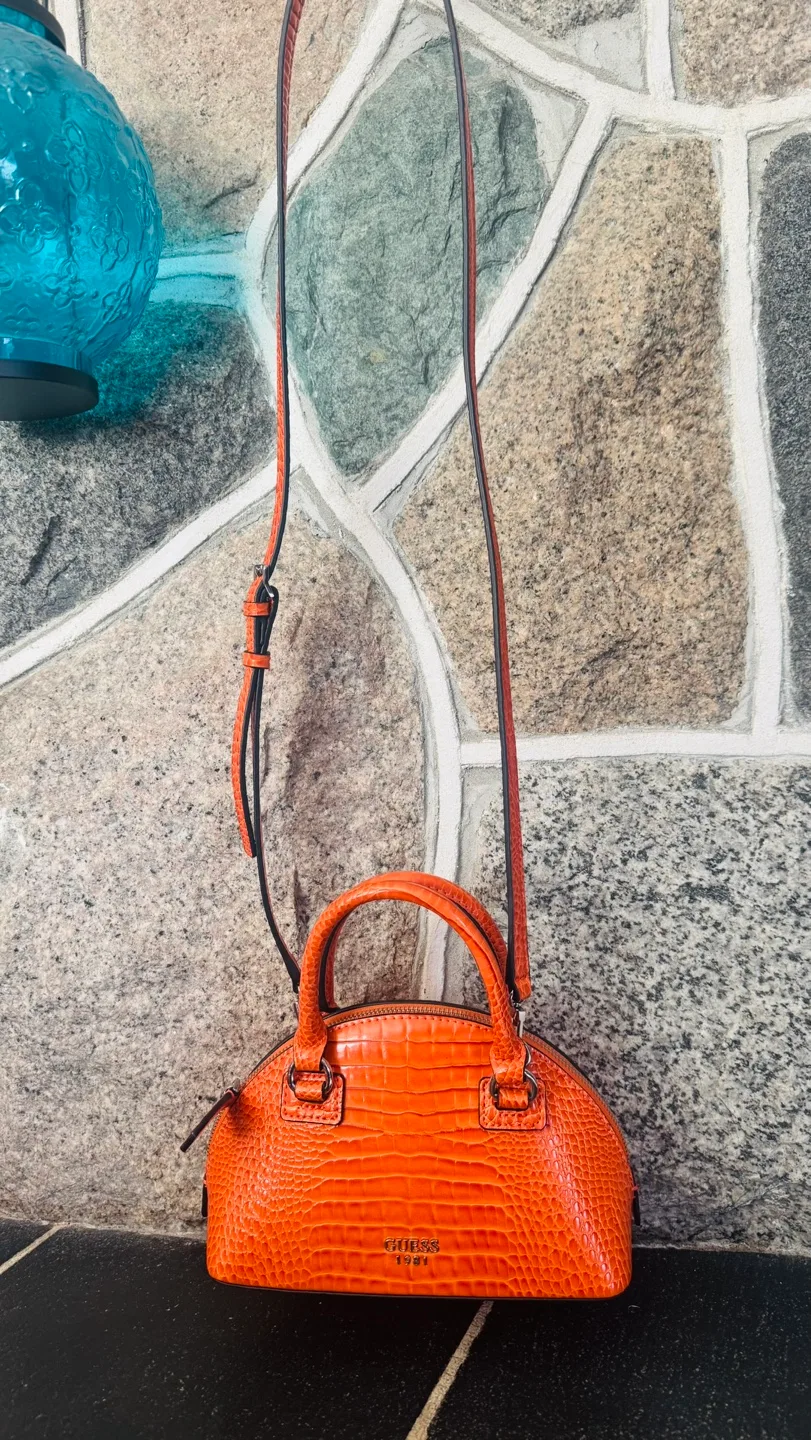Orange Guess satchel handbag image indicator(5)