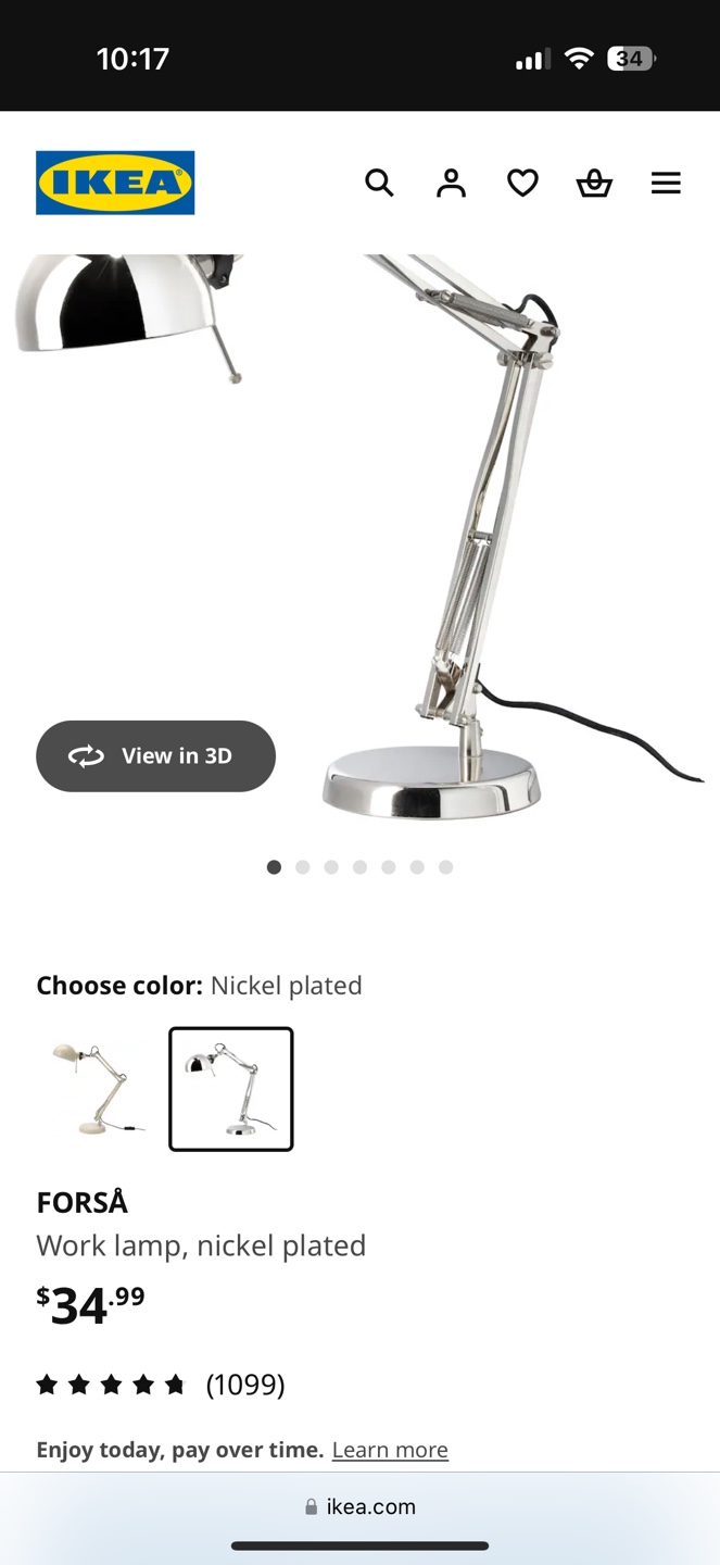 IKEA FORSA Nickel-Plated Work Lamp - photo 2