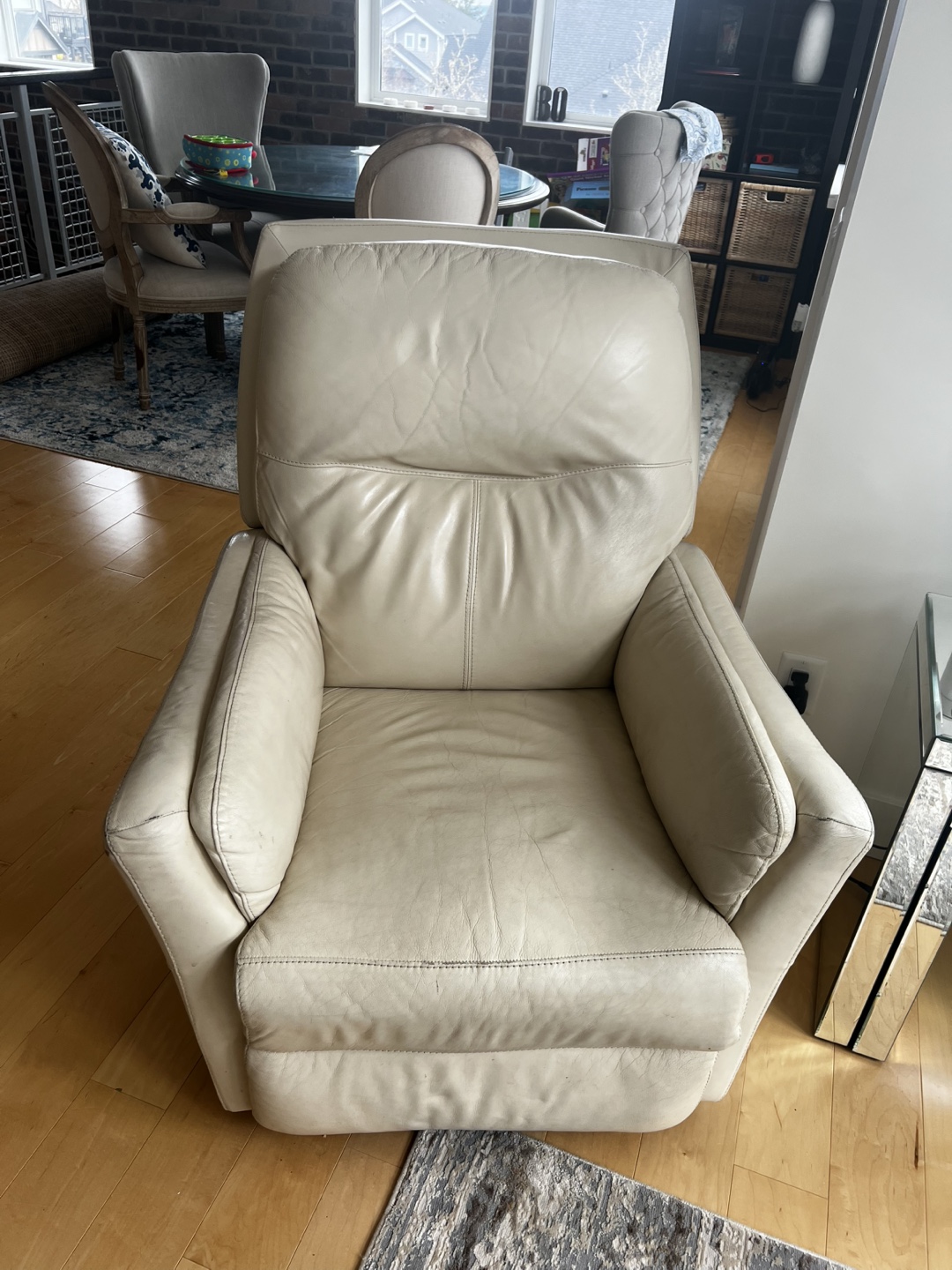 Off-White Leather Recliner