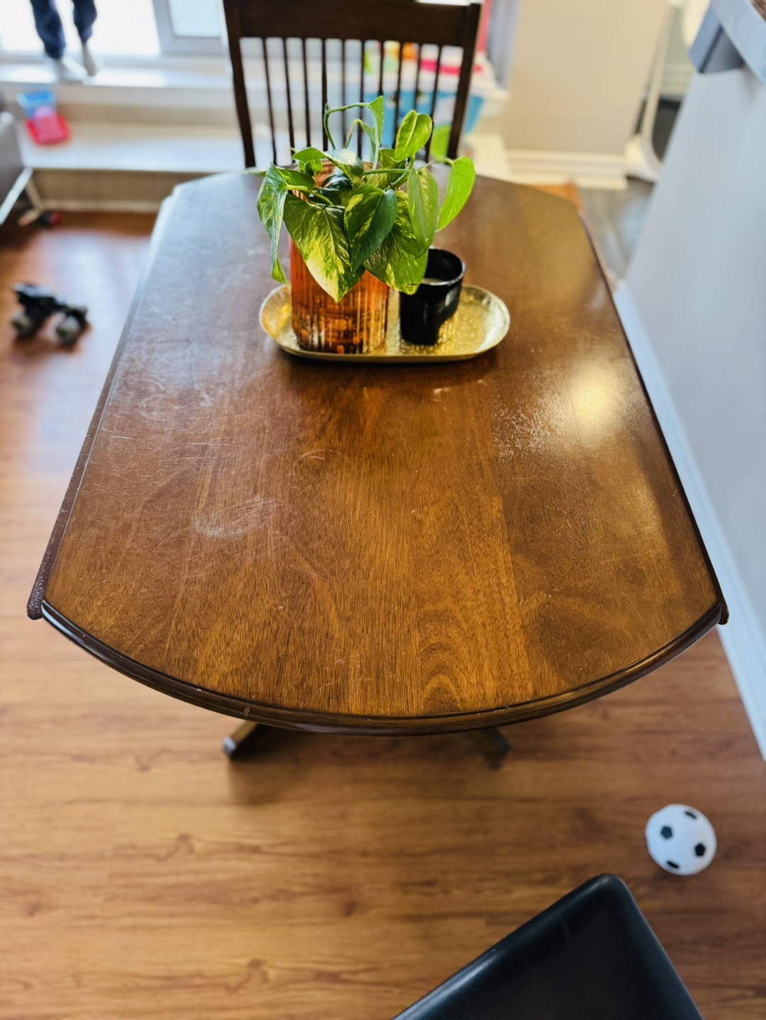 Small Wooden Drop-Leaf Table and Two Chairs - photo 3