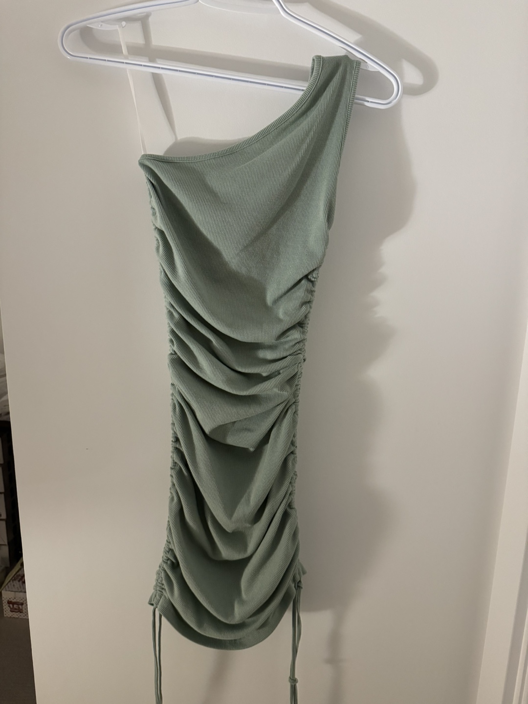 Sage Green One-Shoulder Mini Dress